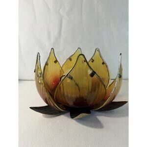 Vintage Hollywood Regency Flower Lotus Boudoir Lamp Replacement Ombre Glass